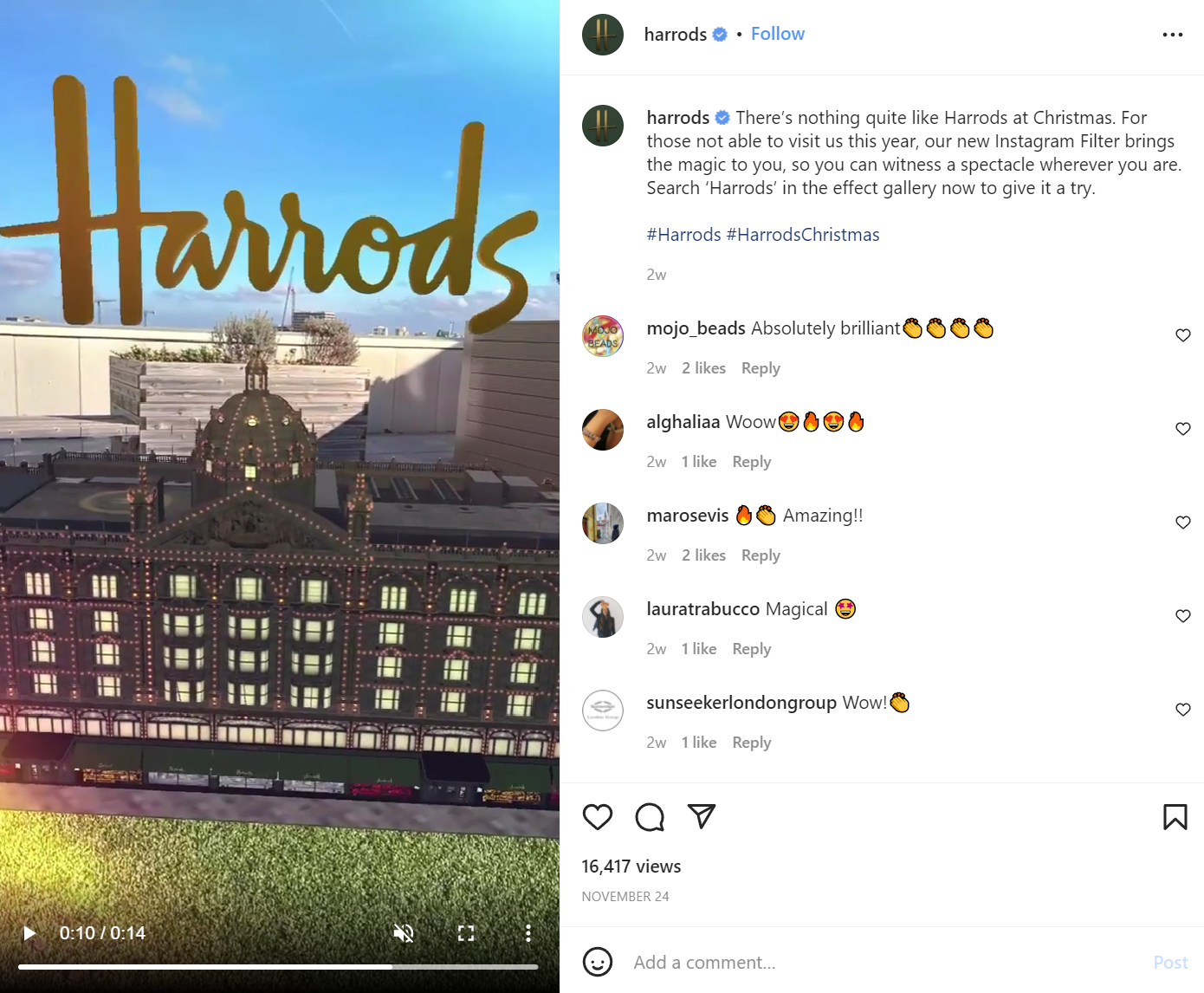 Harrods Instagram AR Filter