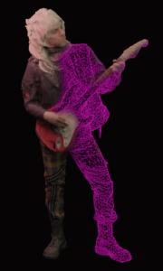 photogrammetry guitarist blending between photo real and 3d mesh