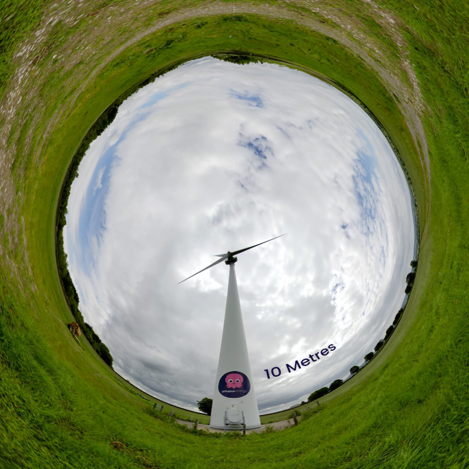 Little Planet View of a Wind Turbine